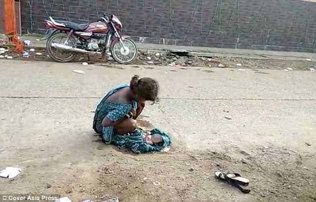 The teenager was forced to give birth in the street after a nearby health centre said they wouldn