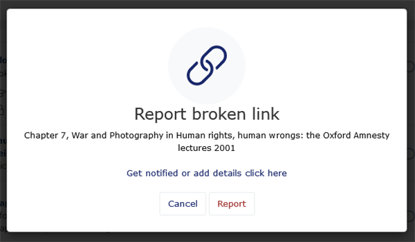 Report broken link form with optin to add email and further details
